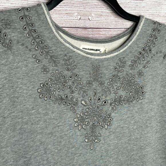 Rag & Bone Grey Sweatshirt Floral Eyelet Short Sleeve Shift Dress Size Small - Picture 4 of 9